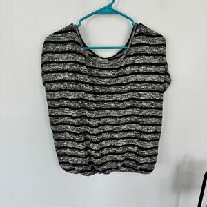 Mudd Y2K Batwing Sleeve Gray & Black Striped Metallic Top Juniors Size Large